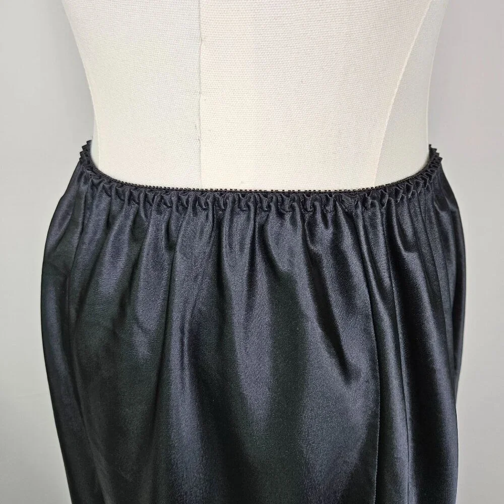 Judith Hart Black Full-Length Slip Skirt XL Vintage Polyester - Picture 3 of 10